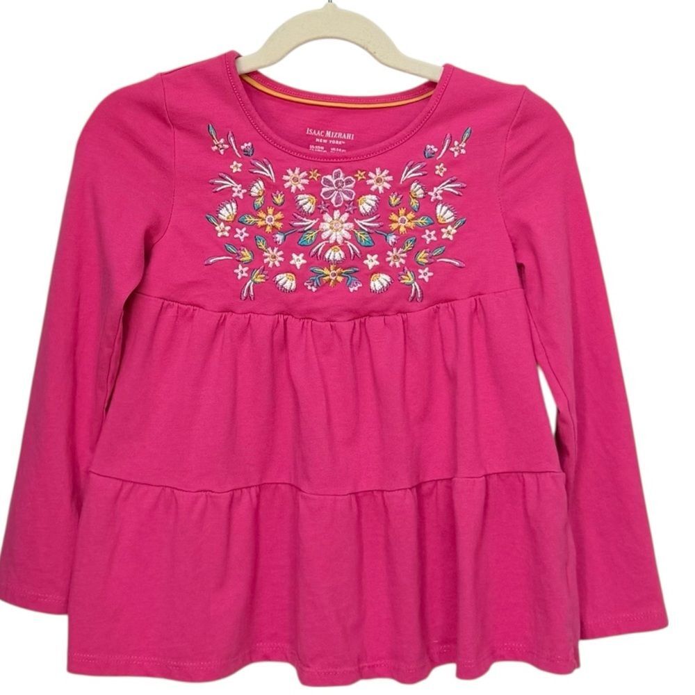 Isaac Mizrahi Girls Kids Long Sleeve Pink Floral Embroidered Shirt. 5-6. 5. 6.